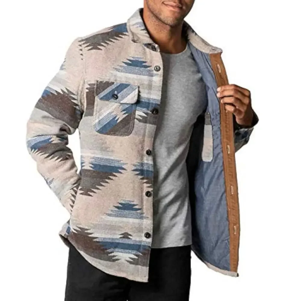 JACHS Men's PREMIUM OUTDOOR Southwestern Patterned Shirt Jacket Wool Blend